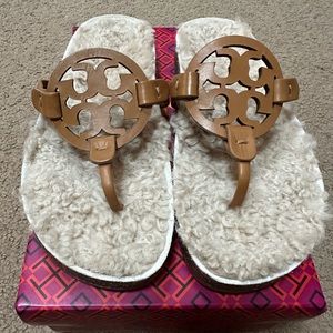 Tory Burch Miller Cloud Shearling Napa Leather/Shearling Sandal size 6.5
